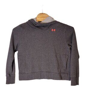 Under Armour Cowl Neck‎ Hooded Sweatshirt Size Large Women's Gray Pink Logo
